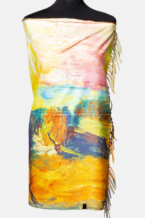 Esarfa cashmere cu doua fete imprimata cu reproduceri dupa o pictura cu flori de camp [2]