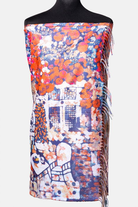 Esarfa cashmere cu doua fete imprimata cu reproduceri dupa picturi celebre cu motive florale [2]