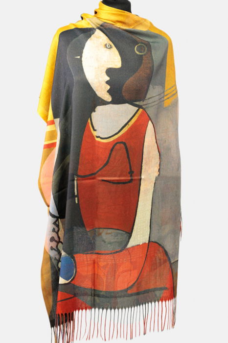 Esarfa cashmere cu doua fete imprimata cu reproducere dupa " Woman dressing her hair" a lui Picasso [3]