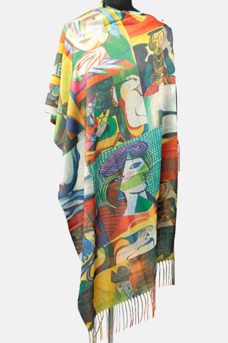 Esarfa cashmere cu doua fete imprimata cu reproducere dupa " Woman dressing her hair" a lui Picasso [4]