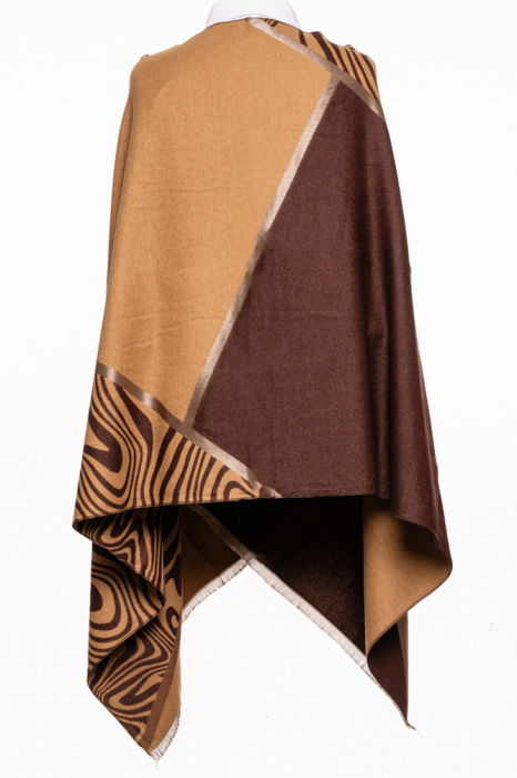 Esarfa cashmere cu animal print, camel si maro [2]