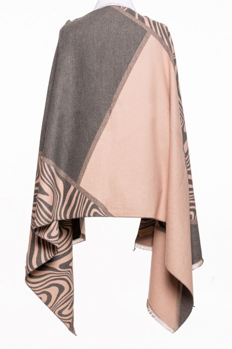 Esarfa cashmere animal print, gri si roz prafuit [2]