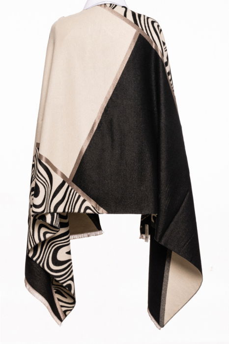 Esarfa cashmere animal print, negru si alb [2]