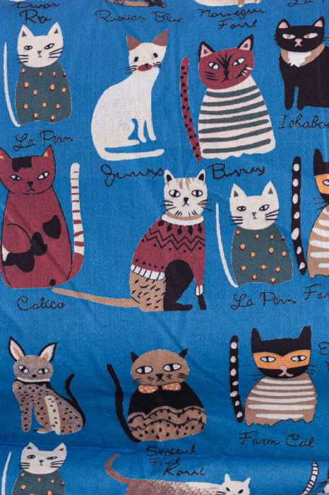 Esarfa casmir cu imprimeu pisicute cochete pe fond turcoaz inchis [2]