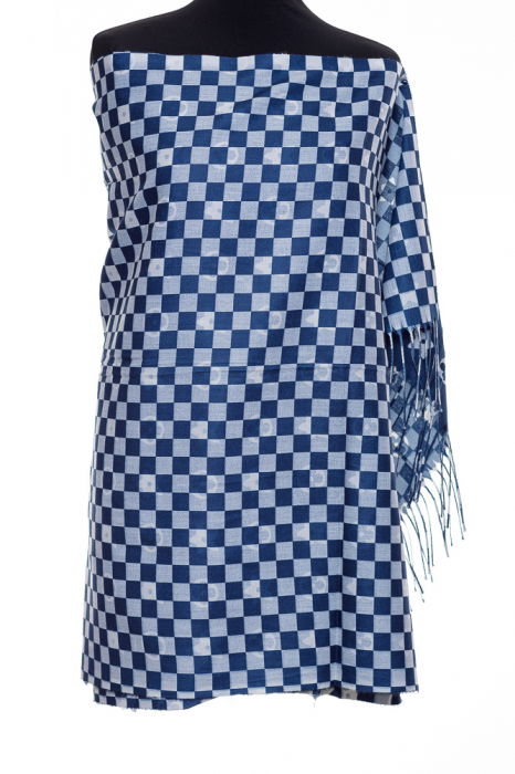 Esarfa casmir dubla fata cu model gen Louis Vuitton, bleumarin [2]