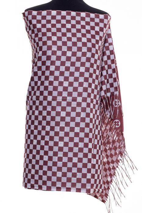 Esarfa casmir dubla fata cu model gen Louis Vuitton, bordo [2]