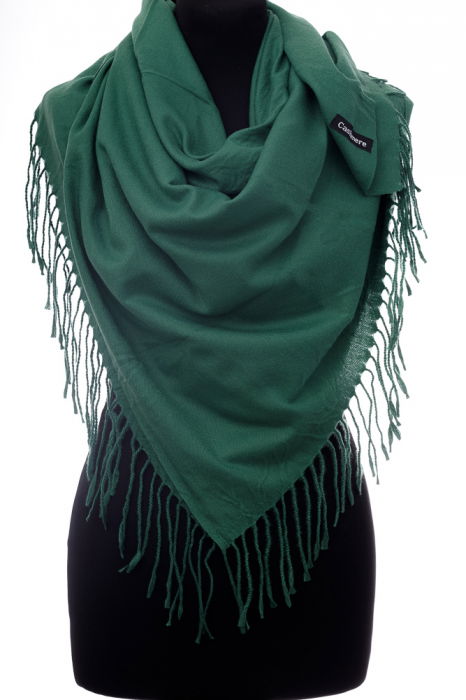 Esarfa verde patrata din material gros tip cashmere