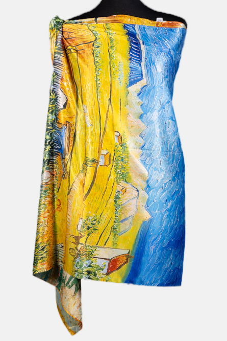 Esarfa cu doua fete, din matase, cu imeprimeu cu fata cu umberela [3]