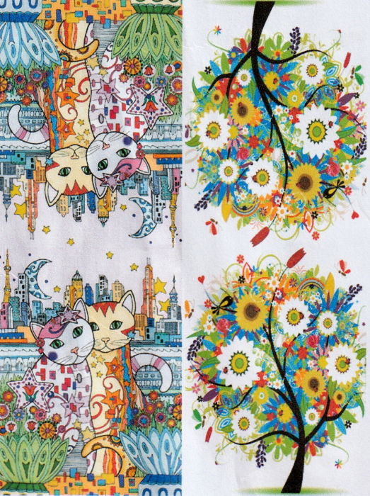 Esarfa cu doua fete, din matase, cu imprimeu pisici impodobite in oras [4]