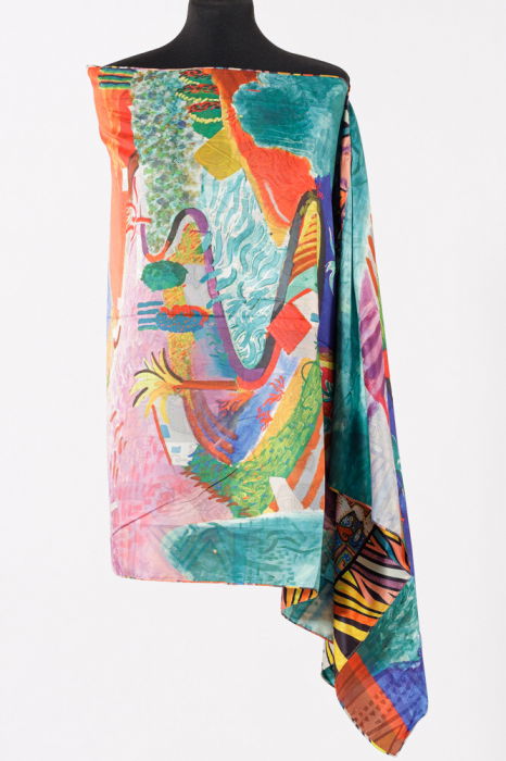 Esarfa cu doua fete, din matase, cu imprimeu diferite pisici tribale [2]