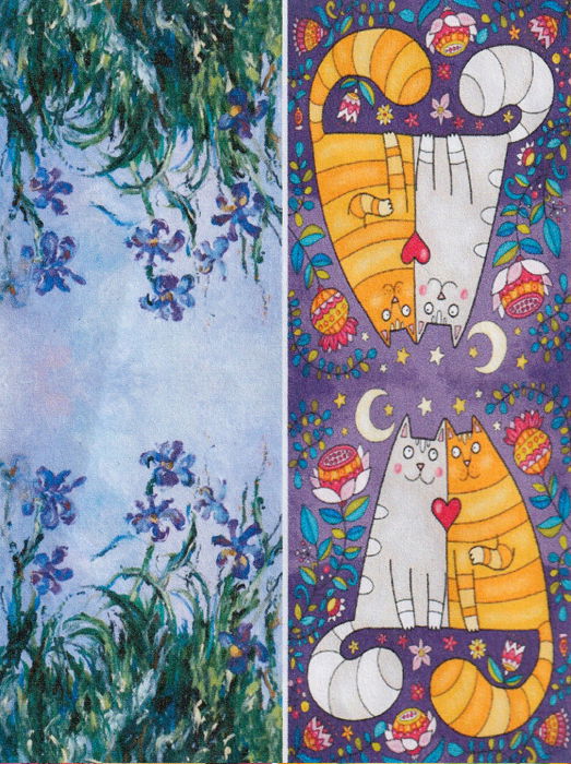 Esarfa cu doua fete, din matase, cu imprimeu doua pisici imbratisate in nuante de mov [3]