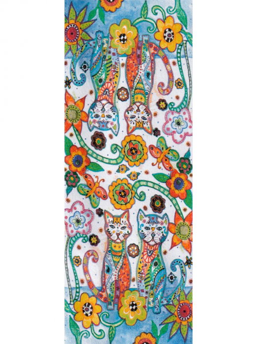 Esarfa cu doua fete, din matase, cu imprimeu pisici impodobite si flori [3]