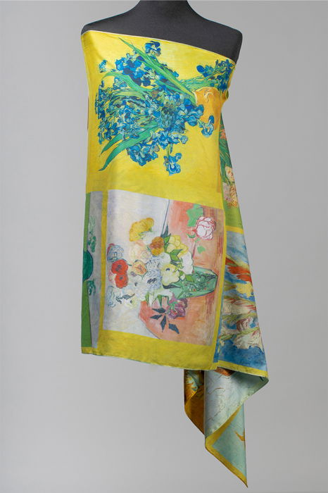 Esarfa cu doua fete, din matase, imprimata cu reproducere dupa "Floarea Soarelui" a lui Van Gogh [2]