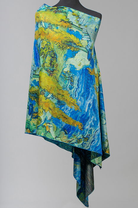 Esarfa cu doua fete, din matase, imprimata cu reproducere dupa "Noaptea Instelata' a lui Van Gogh [2]