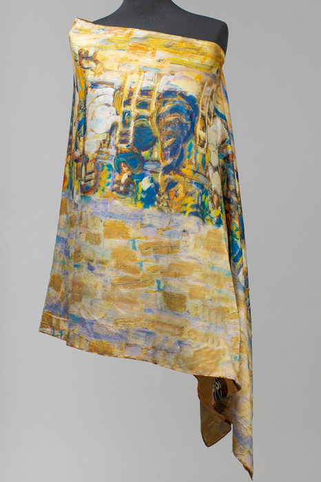 Esarfa cu doua fete, din matase, imprimata cu reproducere dupa " Pomul Vietii '' - Gustav Klimt [2]