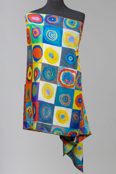 Esarfa cu doua fete, din matase, imprimata cu reproduceri dupa picturi celebre [2]