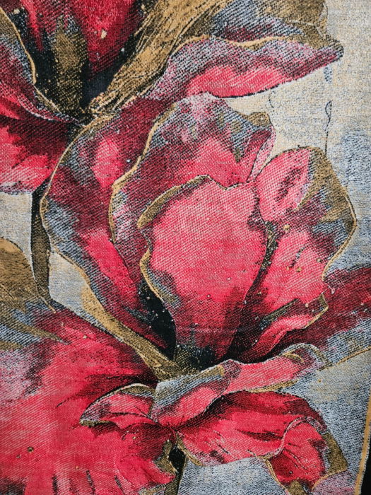 Esarfa din lana si bumbac cu imprimeu floral rosu, gama de lux [2]