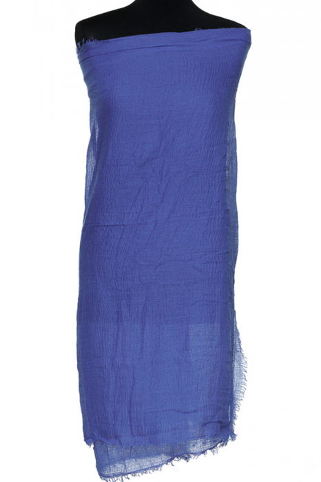 Esarfa dreptunghiulara tip pareo cu aspect creponat din vascoza, albastra [2]