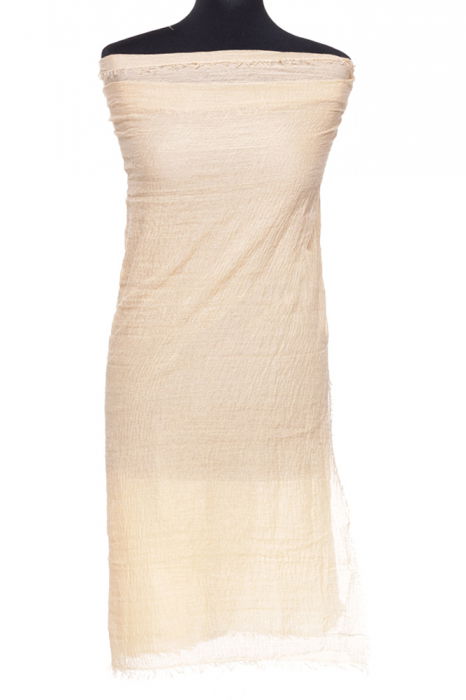 Esarfa dreptunghiulara tip pareo cu aspect creponat din vascoza, bej deschis [2]