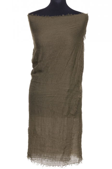 Esarfa dreptunghiulara tip pareo cu aspect creponat din vascoza, kaki [2]