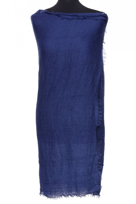 Esarfa dreptunghiulara tip pareo cu aspect creponat din vascoza, bleumarin [2]