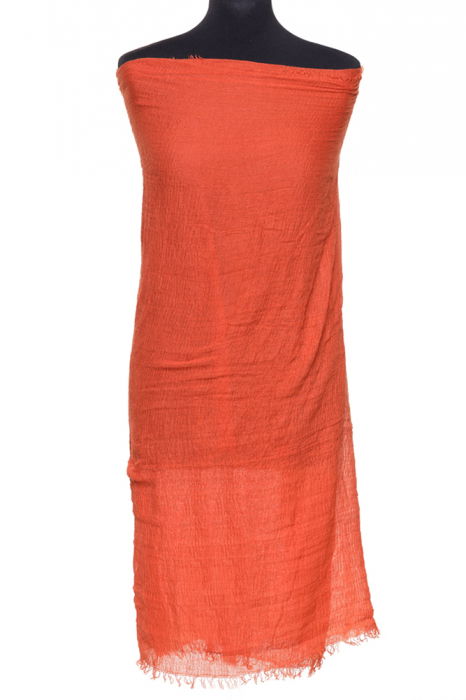 Esarfa dreptunghiulara tip pareo cu aspect creponat din vascoza, caramizie [2]