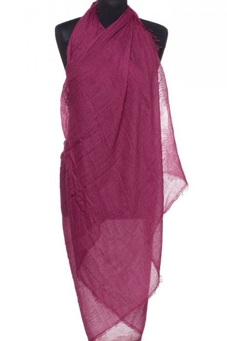 Esarfa dreptunghiulara tip pareo cu aspect creponat din vascoza, mov zmeura [1]