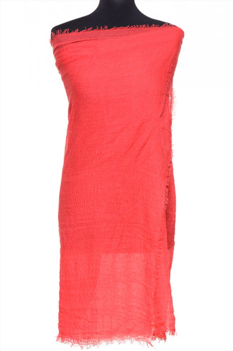 Esarfa dreptunghiulara tip pareo cu aspect creponat din vascoza, rosu corai [2]