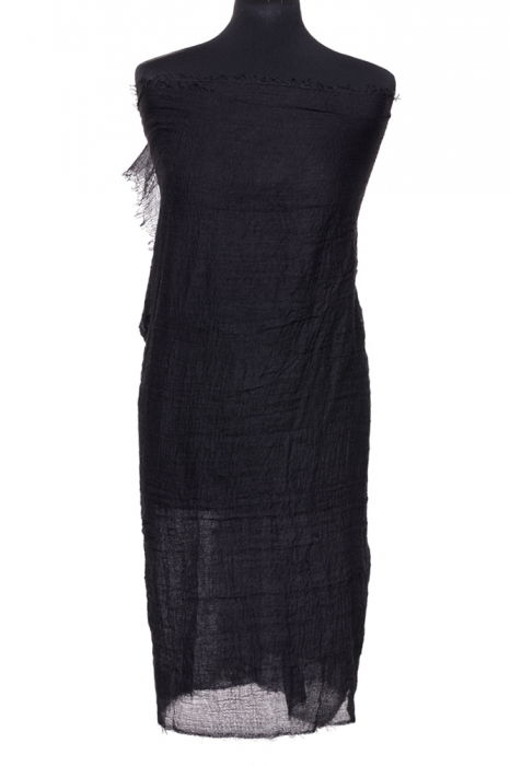 Esarfa dreptunghiulara tip pareo cu aspect creponat din vascoza, neagra [2]