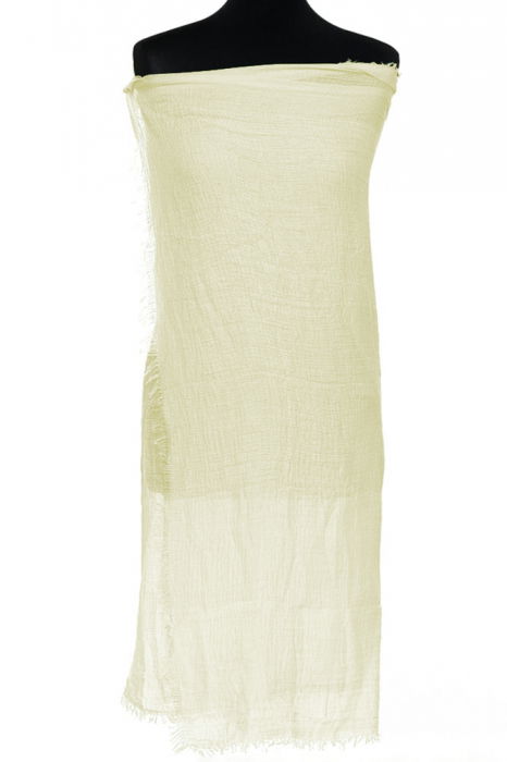 Esarfa dreptunghiulara tip pareo cu aspect creponat din vascoza, galben pai [2]