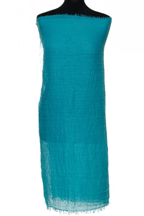 Esarfa dreptunghiulara tip pareo cu aspect creponat din vascoza, turcoaz inchis [2]