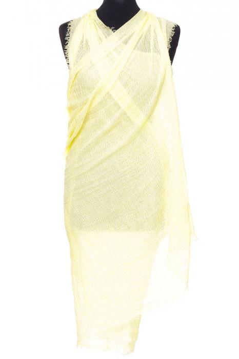 Esarfa dreptunghiulara tip pareo cu aspect creponat din vascoza, galben pai [1]