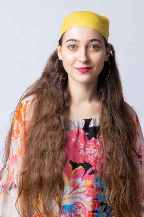 Esarfa galbena, dreptunghiulara si colturi alungite, din bumbac si matase [3]