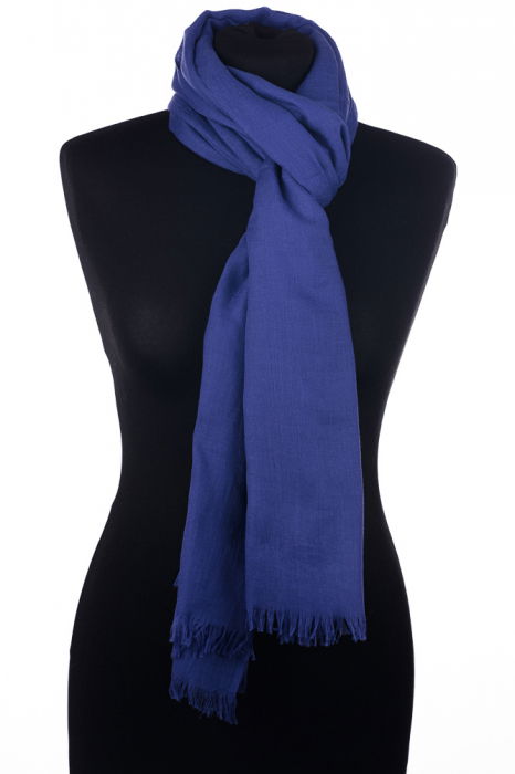 Esarfa mare dreptunghiulara tip pareo din bumbac usor creponat, albastru [2]