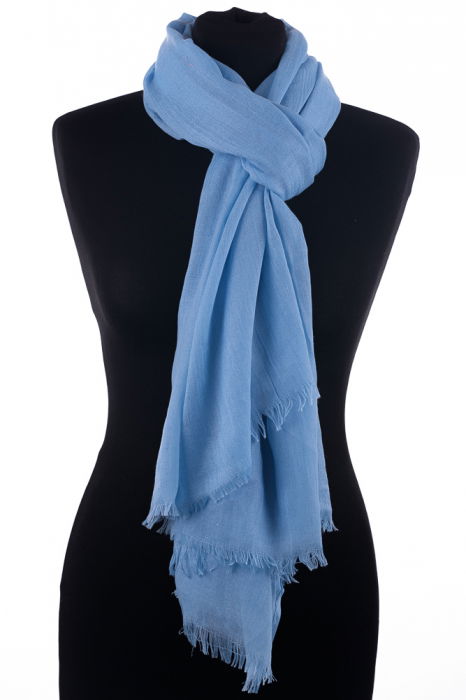 Esarfa mare dreptunghiulara tip pareo din bumbac usor creponat, bleu [2]