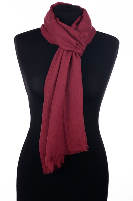 Esarfa mare dreptunghiulara tip pareo din bumbac usor creponat, bordo [2]