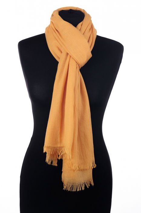 Esarfa mare dreptunghiulara tip pareo din bumbac usor creponat, galben mustar [2]
