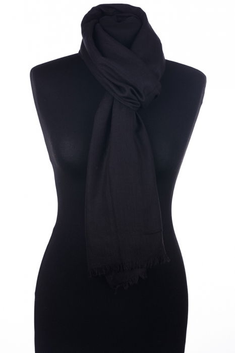 Esarfa mare dreptunghiulara tip pareo din bumbac usor creponat, negru [2]