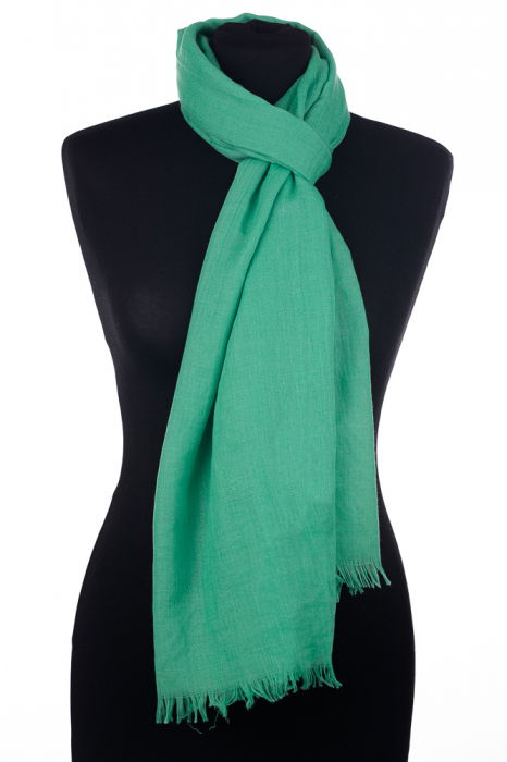 Esarfa mare dreptunghiulara tip pareo din bumbac usor creponat, verde intens [2]