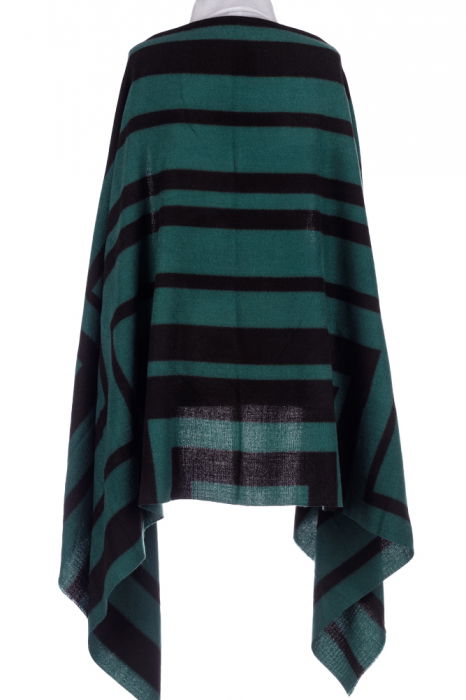 Esarfa mare tip sal cu dubla fata, imprimeu joc de linii cu negru si verde [2]