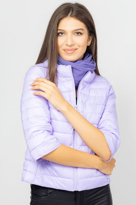 Esarfa mov, dreptunghiulara, in colturi alungite, din bumbac si matase [2]