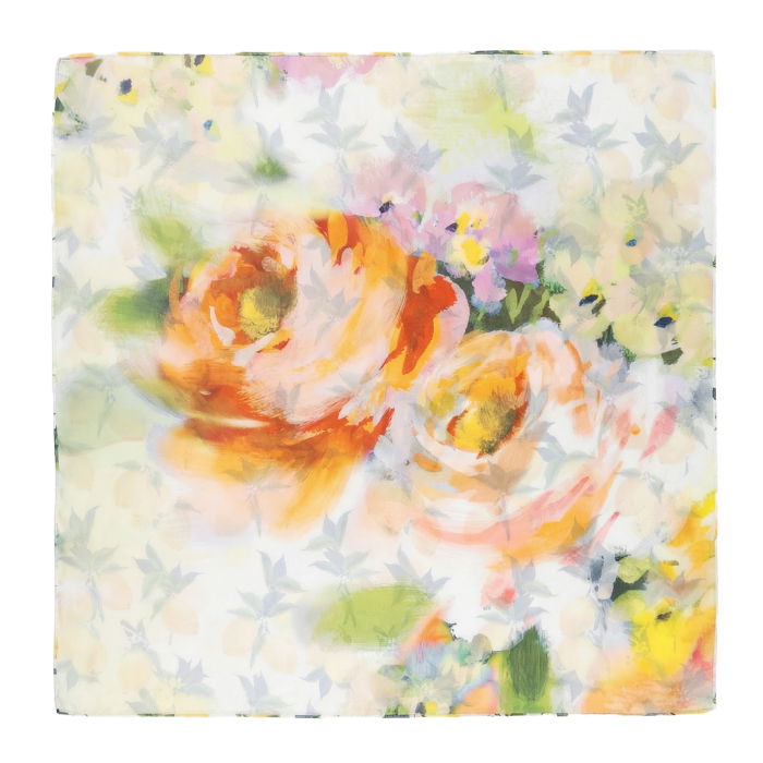 Esarfa patrata cu doua fate cu imprimeu fresh, lamai cu frunze verzi [2]