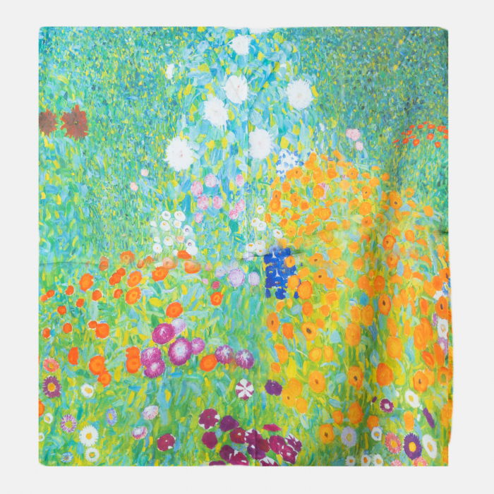 Esarfa patrata cu o singura fata imprimata cu reproducere dupa    Camp cu maci   de Claude Monet