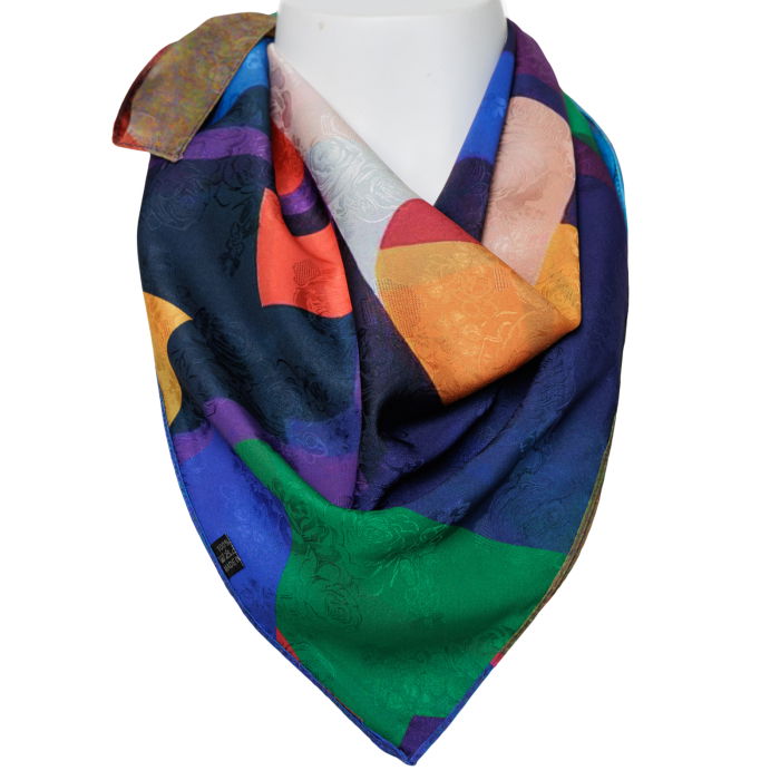 Esarfa premium din matase cu dubla fata, imprimeu in stil cubist Picasso [3]