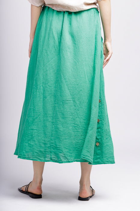 Fusta din in verde cu nasturi decorativi pe laterale [3]