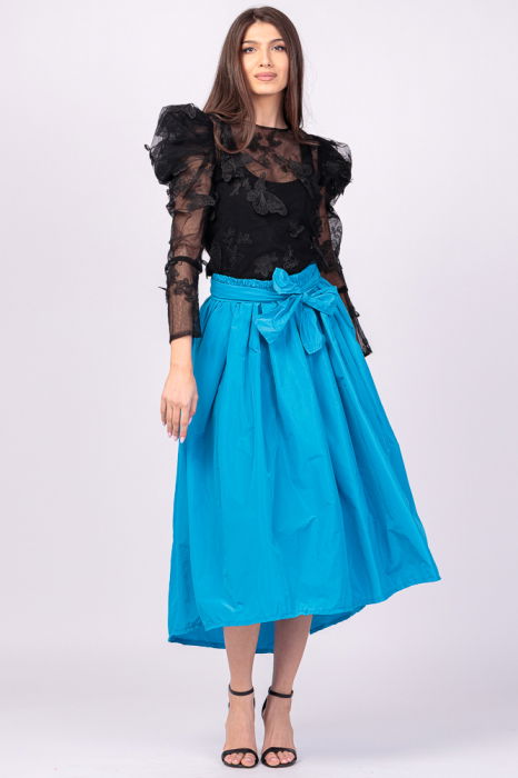 Fusta albastra, cu trena, ampla, din tafta [2]