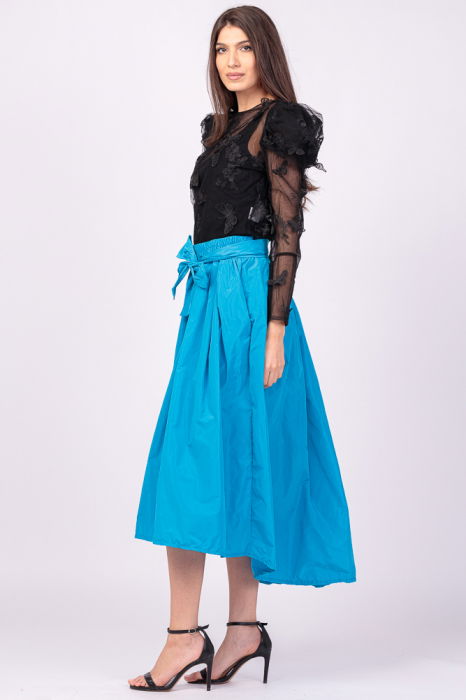 Fusta albastra, cu trena, ampla, din tafta [3]