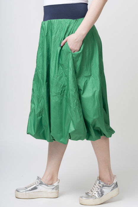 Fusta verde midi, tip gogosar, din tafta [2]