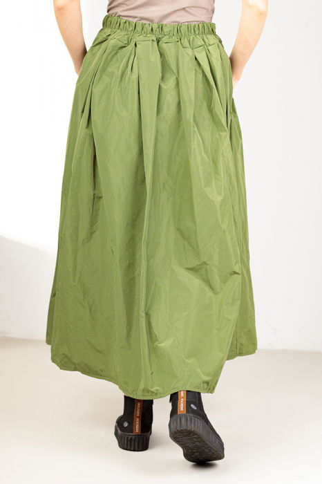 Fusta verde fistic, maxi, ampla din tafta [3]