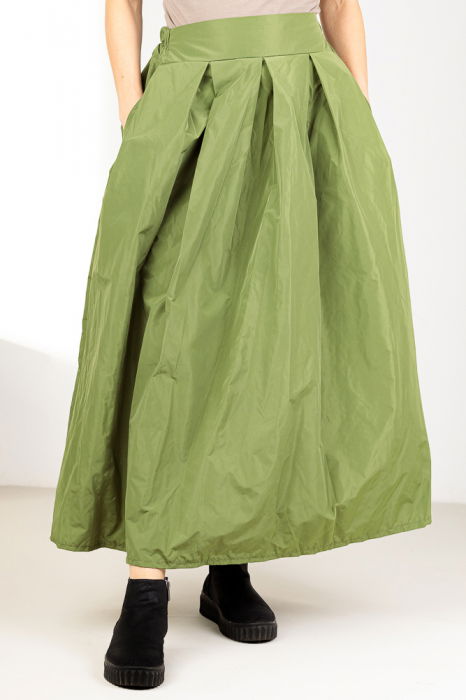 Fusta verde fistic, maxi, ampla din tafta [1]